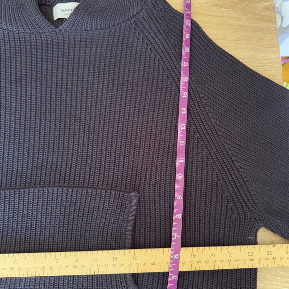 Vwoollo Small Star Knit Hoodie Pullover Navy Chunky Thick - Picture 8 of 9